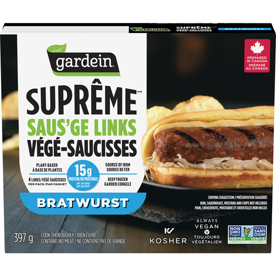 Gardein Suprême Saus'ge Links Bratwurst 397 g, $3.02/100g