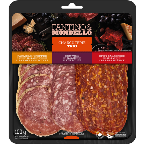 Fantino & Mondello Sliced Salami Charcuterie Meat Trio 100 g, $8.79/100g