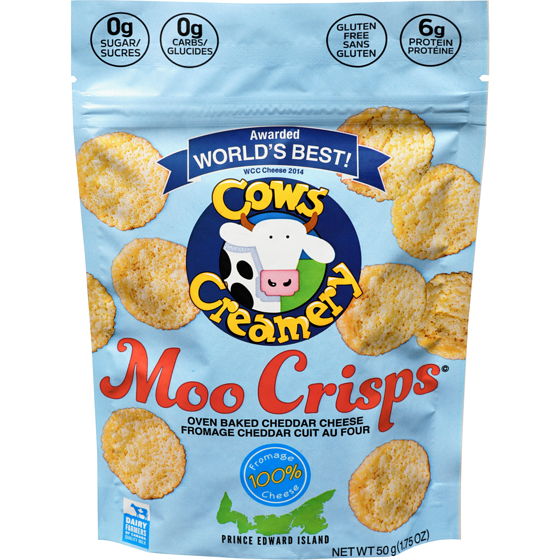 Cows Creamery Moo Crisps Oven Baked Cheddar Cheese 50 g, $12.00/100g