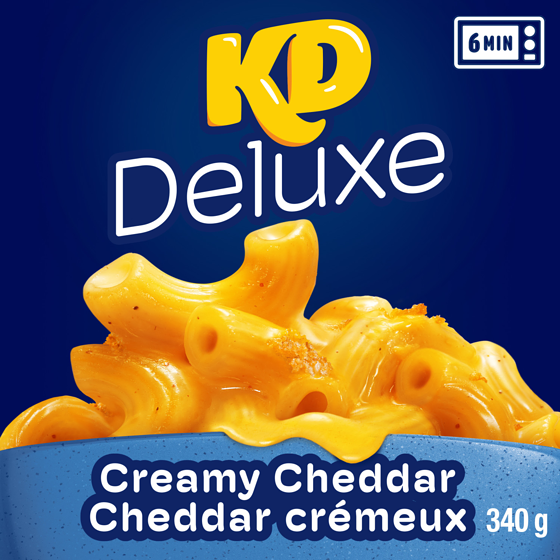 Kraft Macaroni et fromage au cheddar crémeux surgelé kd deluxe, boîte 340 g, 1,91 $/100g