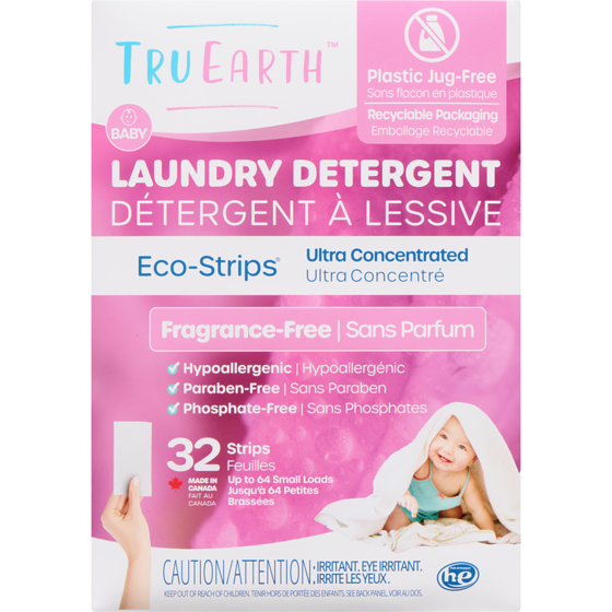 Tru Earth Laundry Detergent Baby Eco-Strips 32 ea, $0.53/1ea