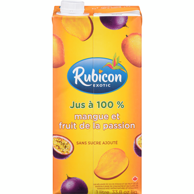 Rubicon Mélange de jus à 100 % à la mangue et au fruit de la passion 1 l, 0,35 $/100ml