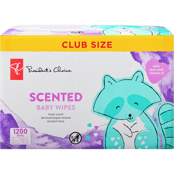 le Choix du Président Lingettes pour bébé, parfum frais, format club de 1200 1200 ea, 0,02 $/1ch