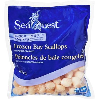SeaQuest Pétoncles de baie congelés 400 g, 2,00 $/100g