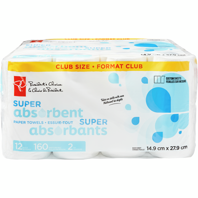 President's Choice Club Size Super Absorbent Paper Towels 12 ea, $1.83/1ea