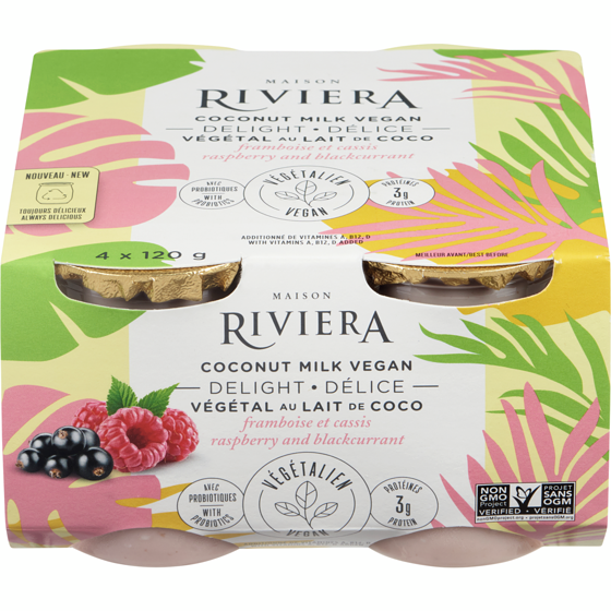 Riviera Vegan Delight Coconut Milk, Raspberry & Blackcurrant 4x120.0 g, $1.56/100g