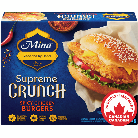 Mina Supreme Crunch Halal Spicy Chicken Burgers 600 g, $2.67/100g