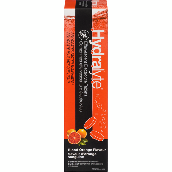 Hydralyte Effervescent Electrolyte Tablets Blood Orange Flavour 20 ea, $0.92/1ea