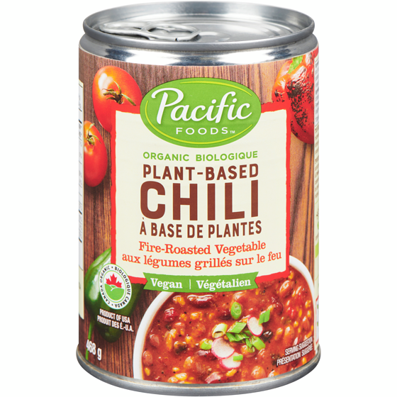 Pacific Chili à base de plantes biologique aux légumes grillés sur le feu 468 g, 1,28 $/100g
