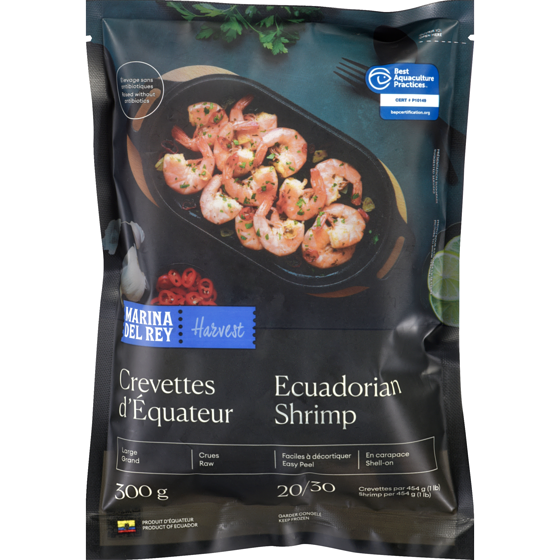 Marina Harvest crevettes d'équateur 300 g, 2,67 $/100g