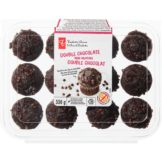 President's Choice Double Chocolate Mini Muffins 336 g, $1.79/100g