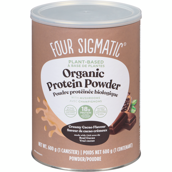 Four Sigmatic Plant-Based Organic Protein Powder Creamy Cacao Flavour 600 g, $10.67/100g
