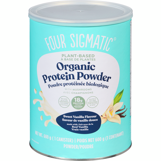 Four Sigmatic Plant-Based Organic Protein Powder Sweet Vanilla Flavour 600 g, $10.67/100g