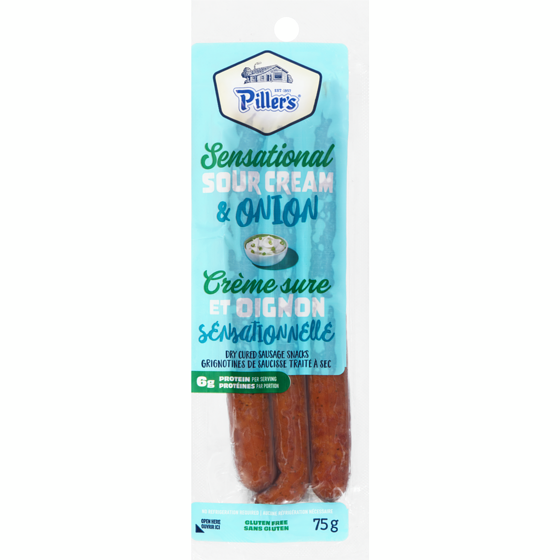 Pillers Dry Cured Sausage Snacks Sensational Sour Cream & Onion 75 g, $5.32/100g