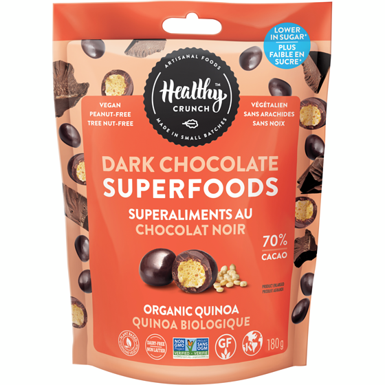 Healthy Crunch Organic Quinoa Dark Chocolate Superfoods 180 g, $6.11/100g