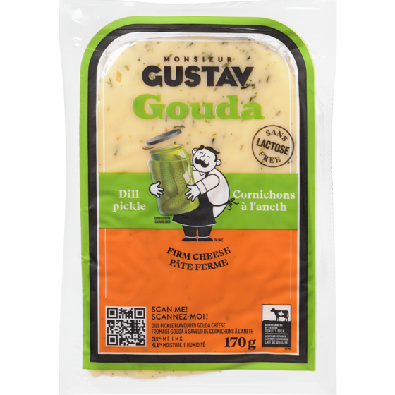 Monsieur Gustav Dill Pickle Flavoured Gouda Cheese 31% M.F. 170 g, $4.70/100g