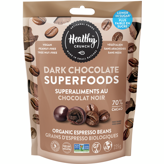 Healthy Crunch Organic Espresso Coffee Beans Dark Chocolate Superfoods 235 g, $4.68/100g