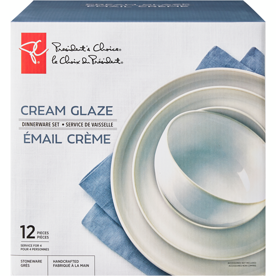 President's Choice Cream Glaze Dinnerware 12 Piece Set 1 ea, $45.00/1ea