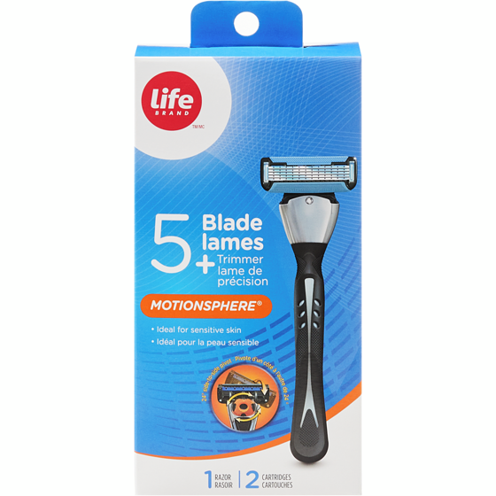 Life Brand 5 Blade and Trimmer Motionsphere Razor 1 ea, $6.99/1ea