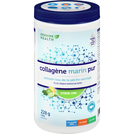 Genuine Health Collagène marin pur poudre citron lime 228 g, 16,89 $/100g