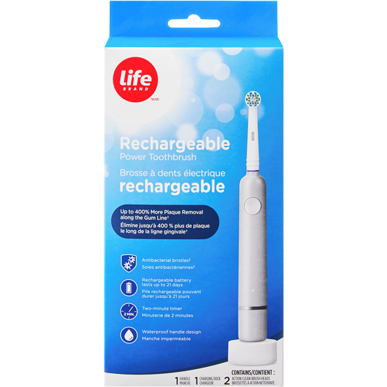 Life Brosse à dents électrique rechargeable 1 ea, 66,00 $/1ch