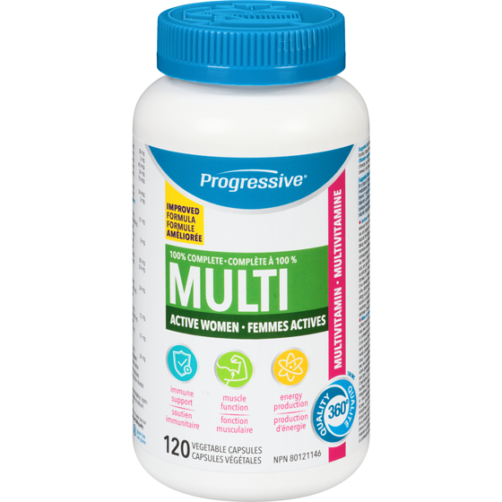 Progressive Multi multivitamine femmes actives 120 ea, 0,43 $/1ch