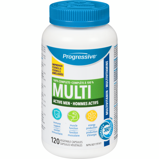 Progressive Multi multivitamine hommes actifs 120 ea, 0,35 $/1ch