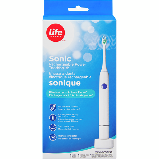 Life Brosse à dents électrique rechargeable sonique 1 ea, 30,00 $/1ch
