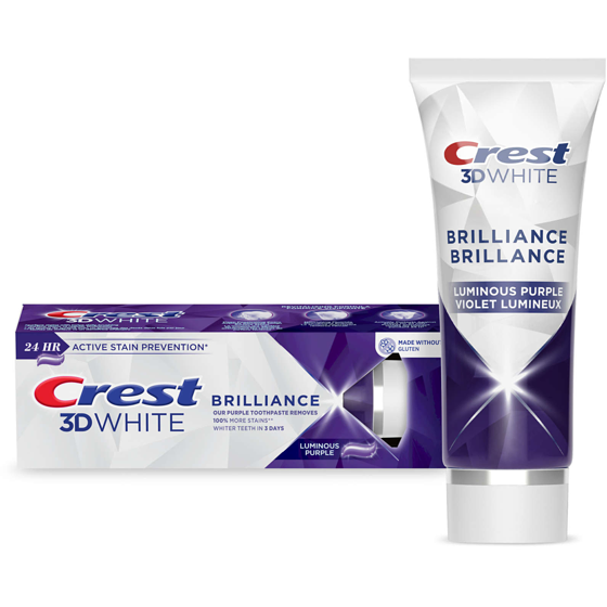 Crest Dentifrice violet blanchissant crest 3d white brillance, menthe lumineuse 85 ml, 10,58 $/100ml