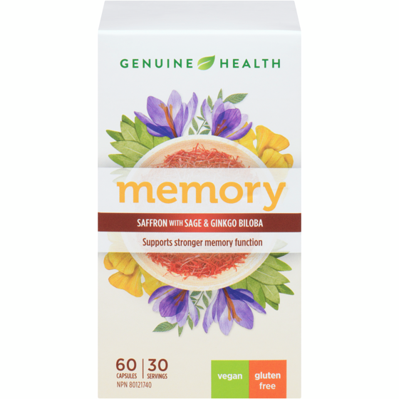Genuine Health Memory, Saffron & Ginkgo Biloba 60 ea, $0.76/1ea