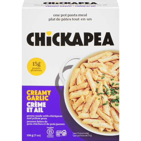 Chickapea One Pot Pasta Meal Creamy Garlic 198 g, $3.68/100g