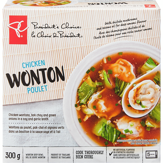 President's Choice Chicken Wonton Soup Bowl 300 g, $1.83/100g