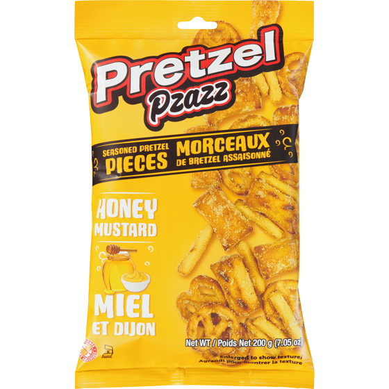 Pzazz Seasoned Pretzel Pieces Honey Mustard 200 g, $2.50/100g