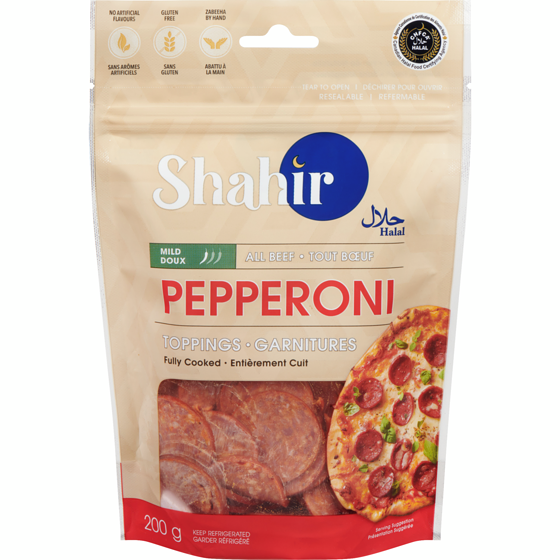 Shahir Halal Pepperoni Toppings Mild 200 g, $4.00/100g