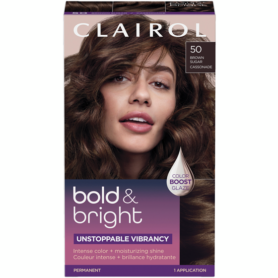 Clairol Bold & Bright, Permanent Hair Dye, Intense Color + Moisturizing Shine 50 Brown Sugar 1 ea, $14.99/1ea