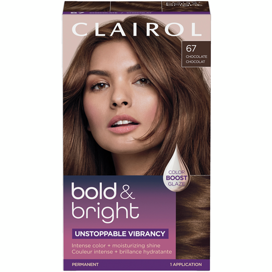 Clairol Bold & Bright, Permanent Hair Dye, Intense Color + Moisturizing Shine 67 Chocolate 1 ea, $14.99/1ea