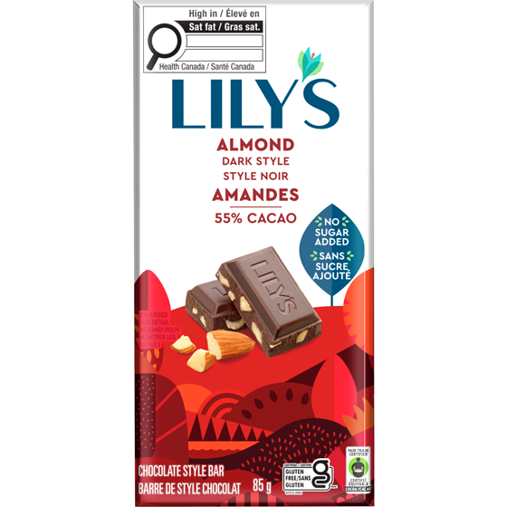 Lily's Sweet's Chocolate Style Bar Almond Dark Chocolate Style 85 g, $7.64/100g