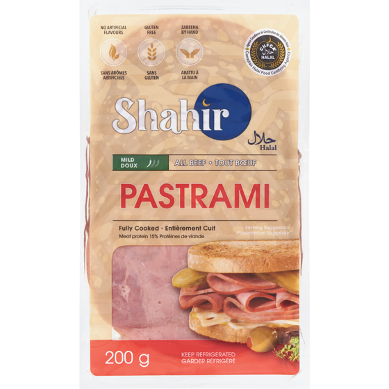 Shahir Halal Pastrami Mild 200 g, $4.00/100g
