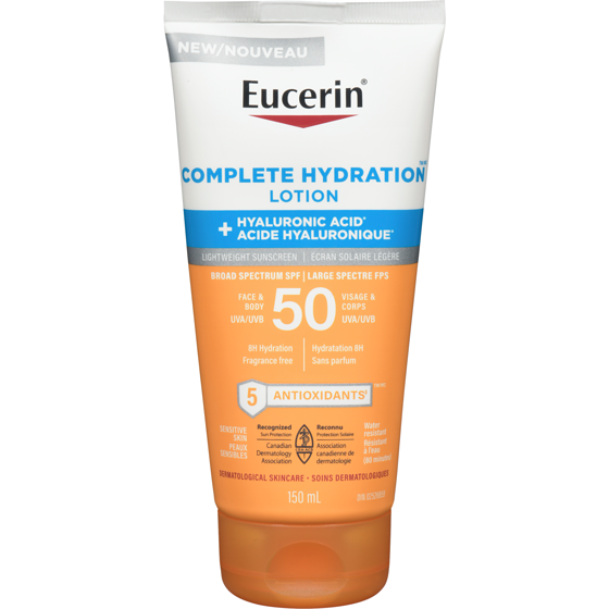 Eucerin Complete Hydration Lotion SPF 50 150 ml, $18.99/100ml