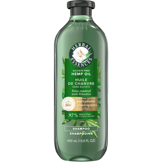 Herbal Essences Hemp Oil Sulfate Free Shampoo, Frizz Control, with Certified Camellia Oil and Aloe Vera, For All Hair Types, Especially Frizzy Hair 400 ml, $2.50/100ml