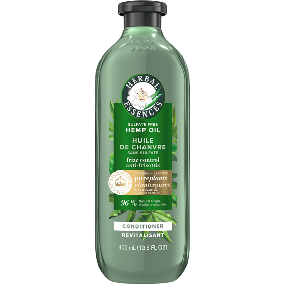 Herbal Essences Hemp Oil Sulfate Free Conditioner, Frizz Control, with Certified Camellia Oil and Aloe Vera, For All Hair Types, Especially Frizzy Hair 400 ml, $2.50/100ml