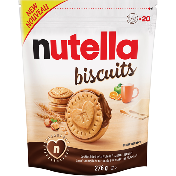 Nutella BISCUITS, Biscuits dorés fourrés d'une riche pâte à tartiner aux noisettes, paquet de 20 biscuits 276 g, 3,08 $/100g