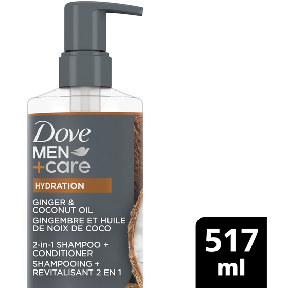 Dove Hydration 2-in-1 Shampoo + Conditioner Ginger & Coconut Oil  517 ml, $2.42/100ml