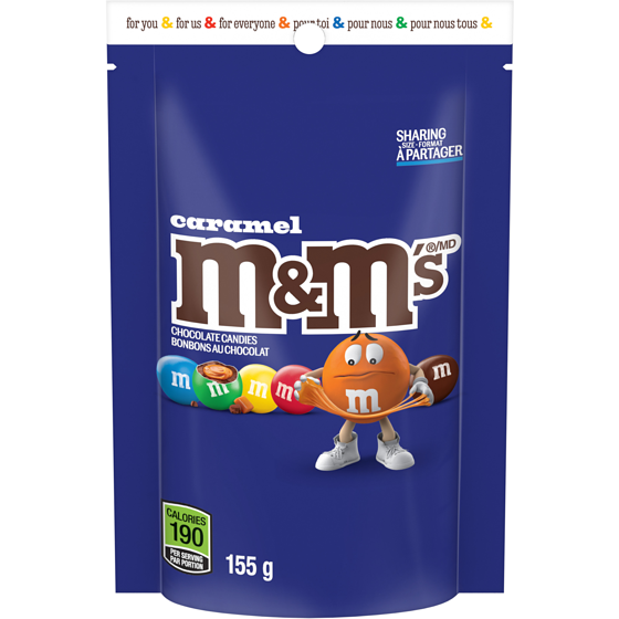 M&M’s Bonbons au chocolat au lait, caramel, format partage 155 g, 3,55 $/100g