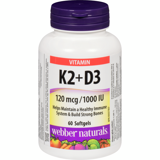 Webber Naturals Vitamin K2+D3 120 Mcg/1000 Iu 60 ea, $0.27/1ea