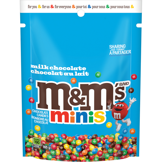M&M’s Bonbons au chocolat au lait MINIS, format partage 165 g, 3,03 $/100g