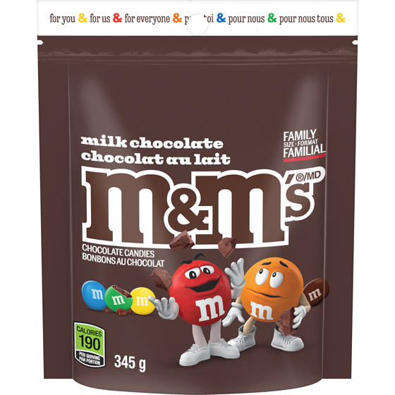 M&M's Milk Chocolate Candies, Family Size Bag 345 g, $2.90/100g