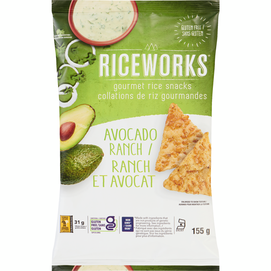 Riceworks Collations de riz gourmandes ranch et avocat 155 g, 2,90 $/100g