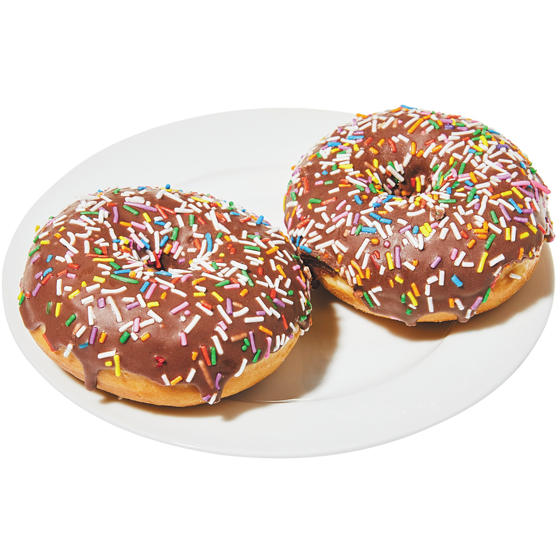 null Chocolate Dip Sprinkle Donuts 2 Pack 150 g, $2.33/100g