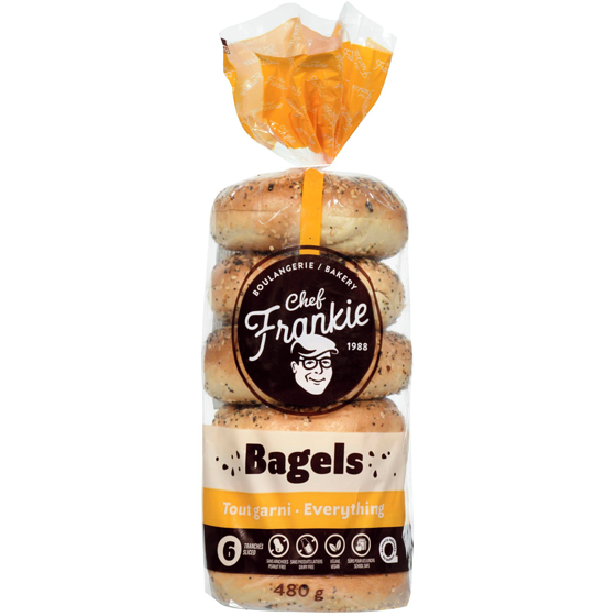 Chef Frankie Bagel tout garni tranché style montréal 480 g, 1,25 $/100g